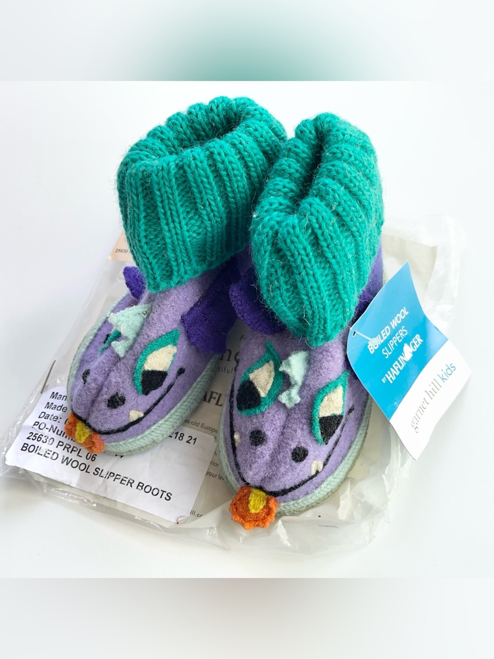 Purple Dragon Slippers Size 6 Garnet Hill by Haflinger Kids Boiled Wool